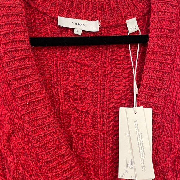 New Vince Wool Cashmere Blend Cable Knit Sweater Red XL $425 - Picture 6 of 8